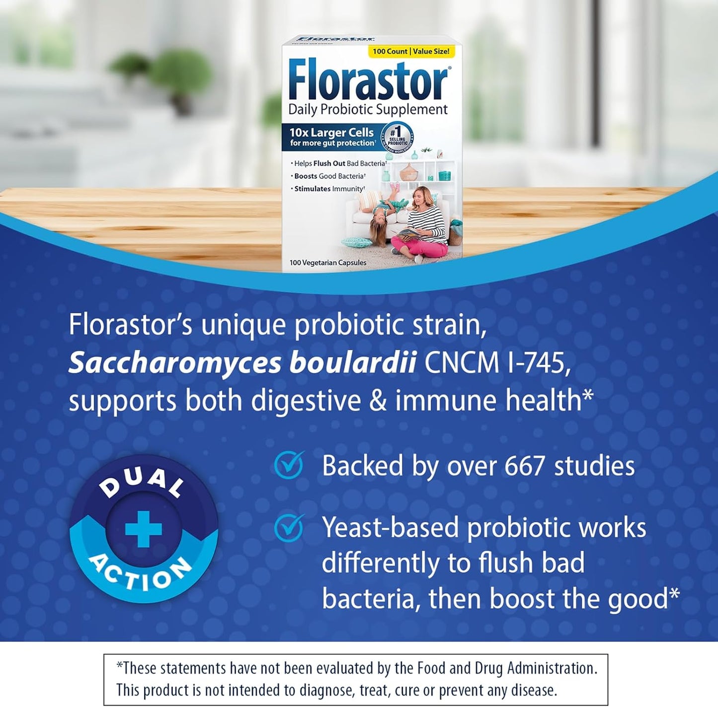 Florastor® Dual Action Probiotic Supplement: The Last Probiotic You'll Ever Need™️【100ct】