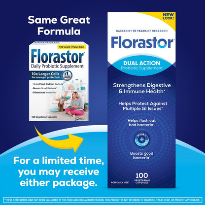 Florastor® Dual Action Probiotic Supplement: The Last Probiotic You'll Ever Need™️【100ct】